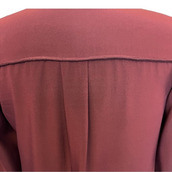 Vince Designer Burgundy Silk Shirt Dress - Picture 14 of 16
